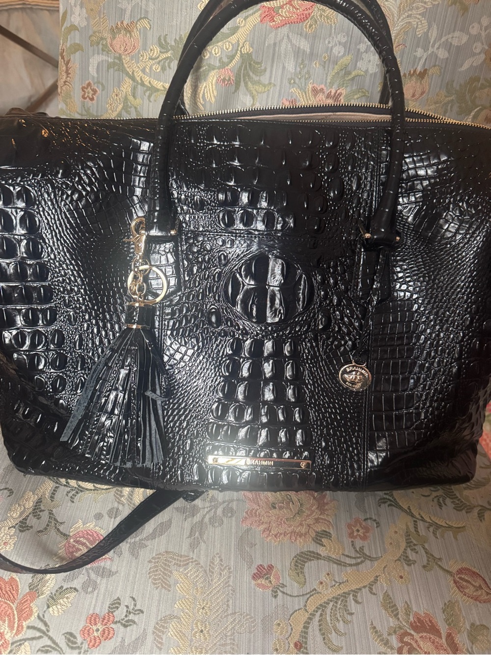 1.) BRAHMIN Duxbury Weekender Black Melbourne XL Leather Travel Bag NWOT - Picture 12 of 13